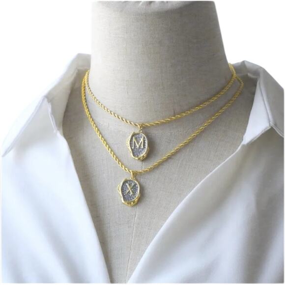 Gold Plated and Silver J Initial Pendant Necklace - Picture 6 of 8